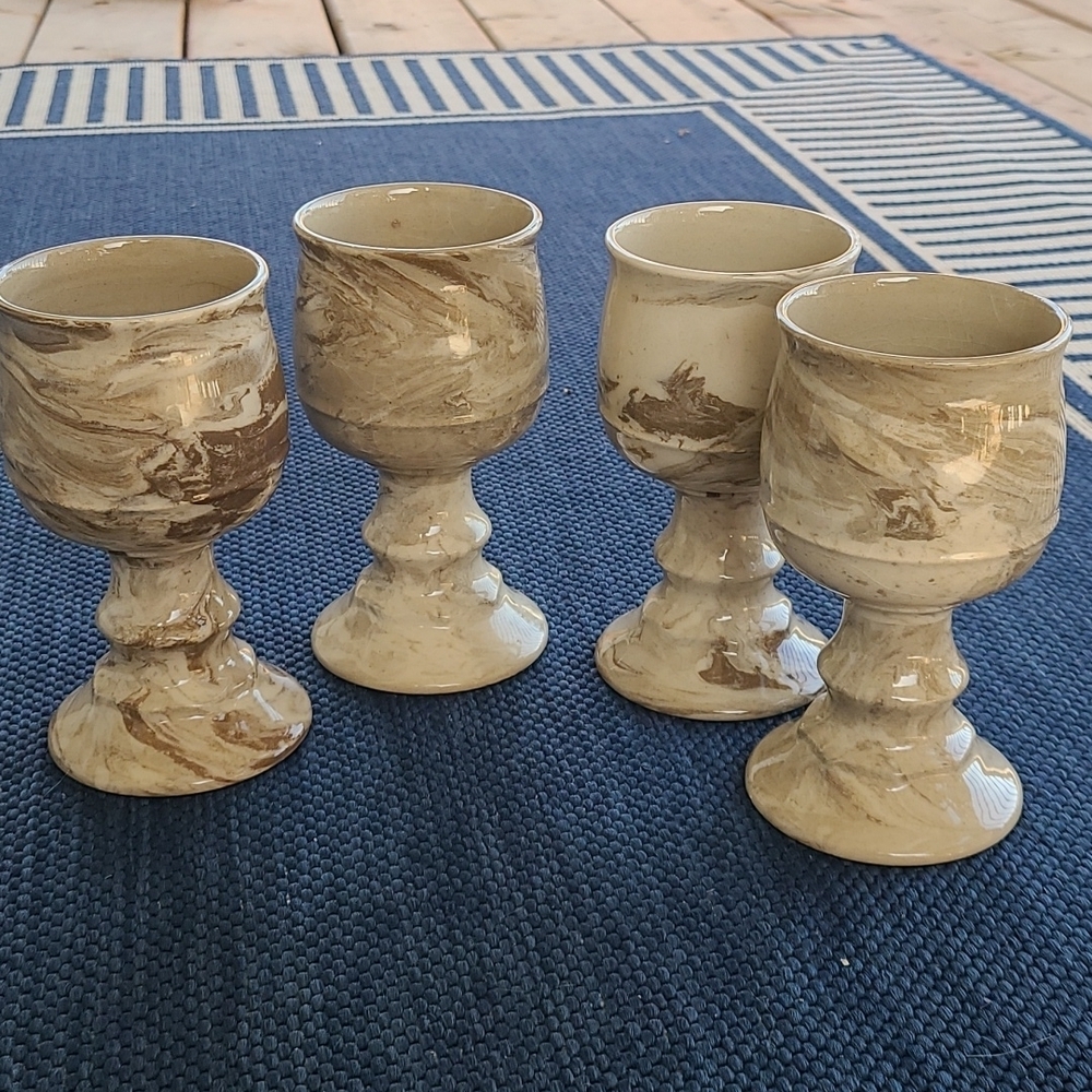 Vintage marbled onyx wine goblets